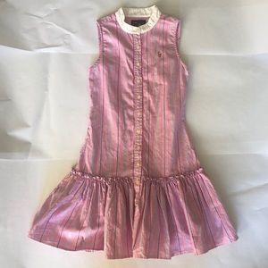 Ralph Lauren Girls pink striped dress Sz 8